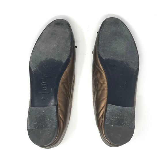 Chanel Metallic Bronze Leather Ballet Flats | CC Logo Ballerinas Size 37 | 6.5 - Picture 10 of 12